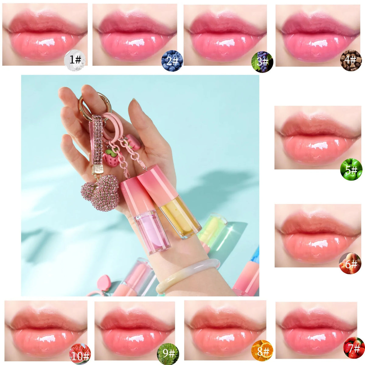 Hydrating Glossy Makeup Private Label Lip Plumper Oil Vegan Fruit Plumping Lip Oil Moisturizer Plumping Lip Oil with Kechain