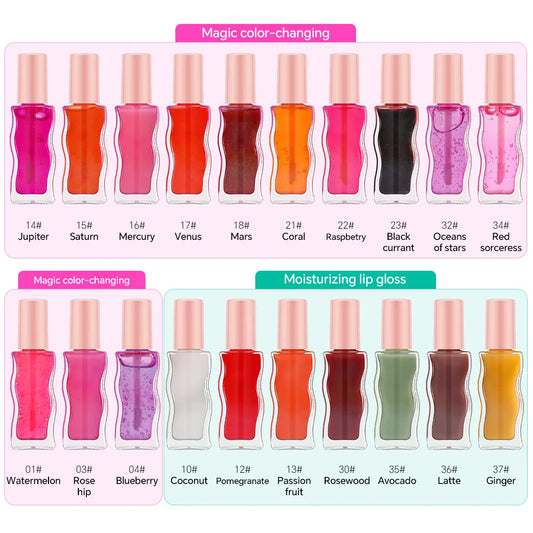 Lip Makeup Fruit Flavors 20 Colors Plumping Magic Color Changing Moisturizing Lip Gloss Custom Logo