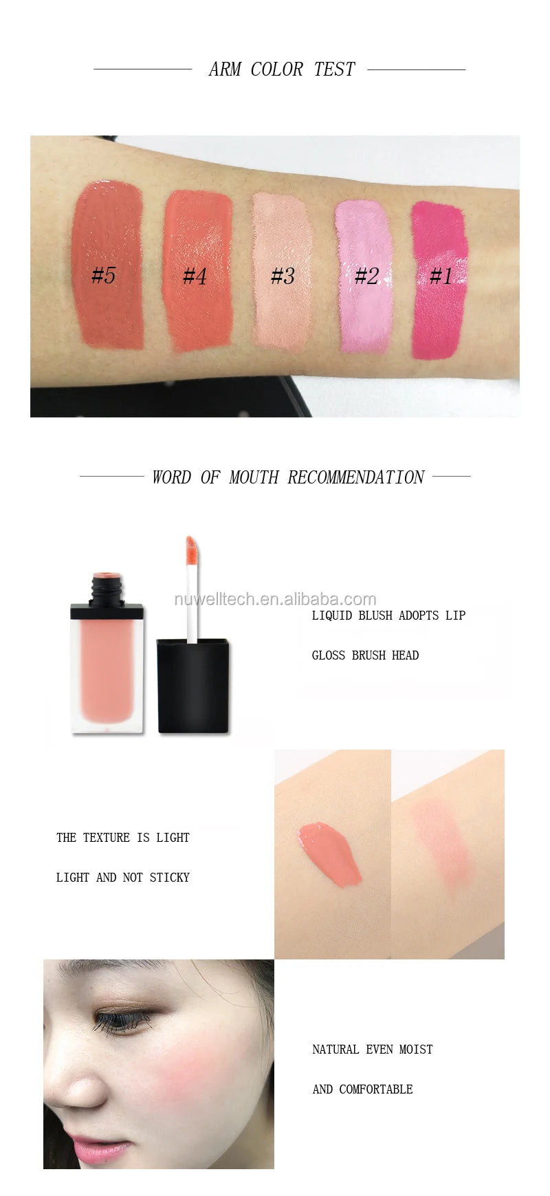 [ Your Private Label ] Custom Makeup Cream Blushes Lip Cheek Tint High Pigment Liquid Blush Beauty Makeup Blush