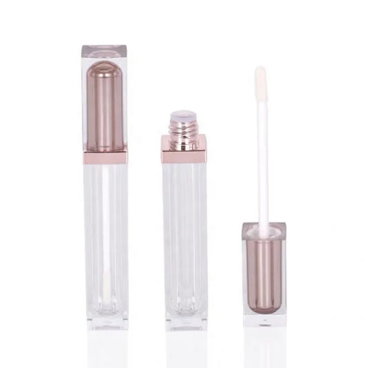 Luxury Transparent Square 8ML Silver Lipgloss Tube Custom Cosmetic Packaging Container Empty Lip Gloss Tubes