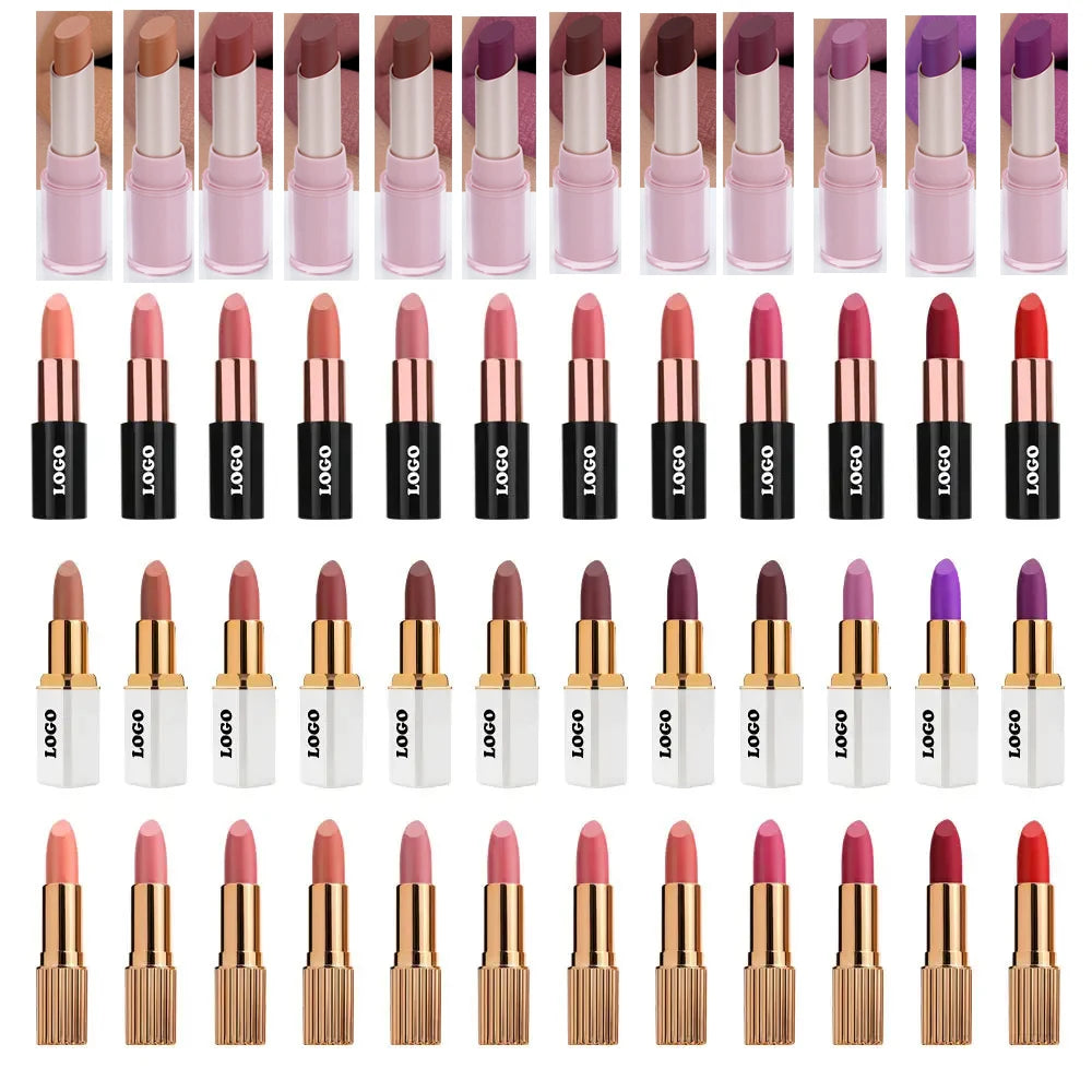 Matte Lipstick Long Lasting Waterproof Custom logo Transfer-proof High Pigment Vegan Cruelty Free Smudge Proof Matte Lipstick