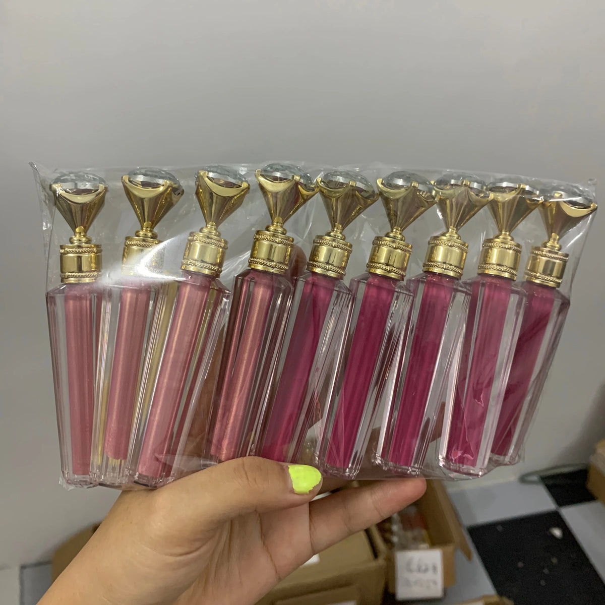 Matte Vegan Cosmetics Customized Color Liquid Lipstick Lip Gloss Diamond Tube Lipgloss Wholesale Waterproof OEM Makeup Lip Gloss