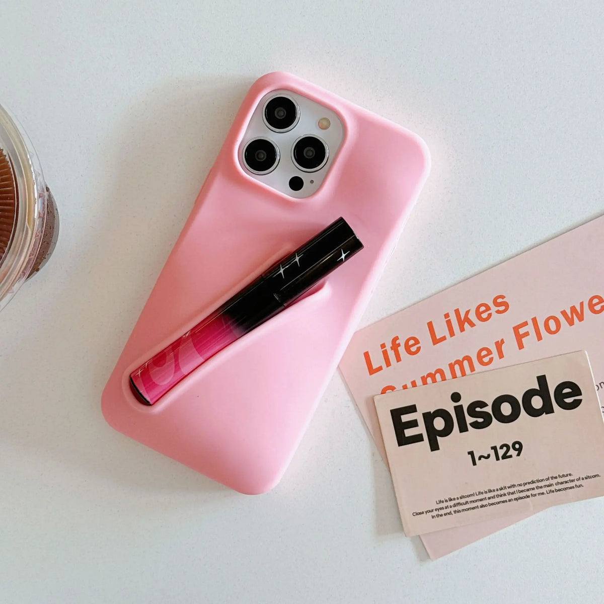 New Design PVC Phone Case with Lip Gloss Lip Balm Make up Holder  Phone Cover for Phone 11-16