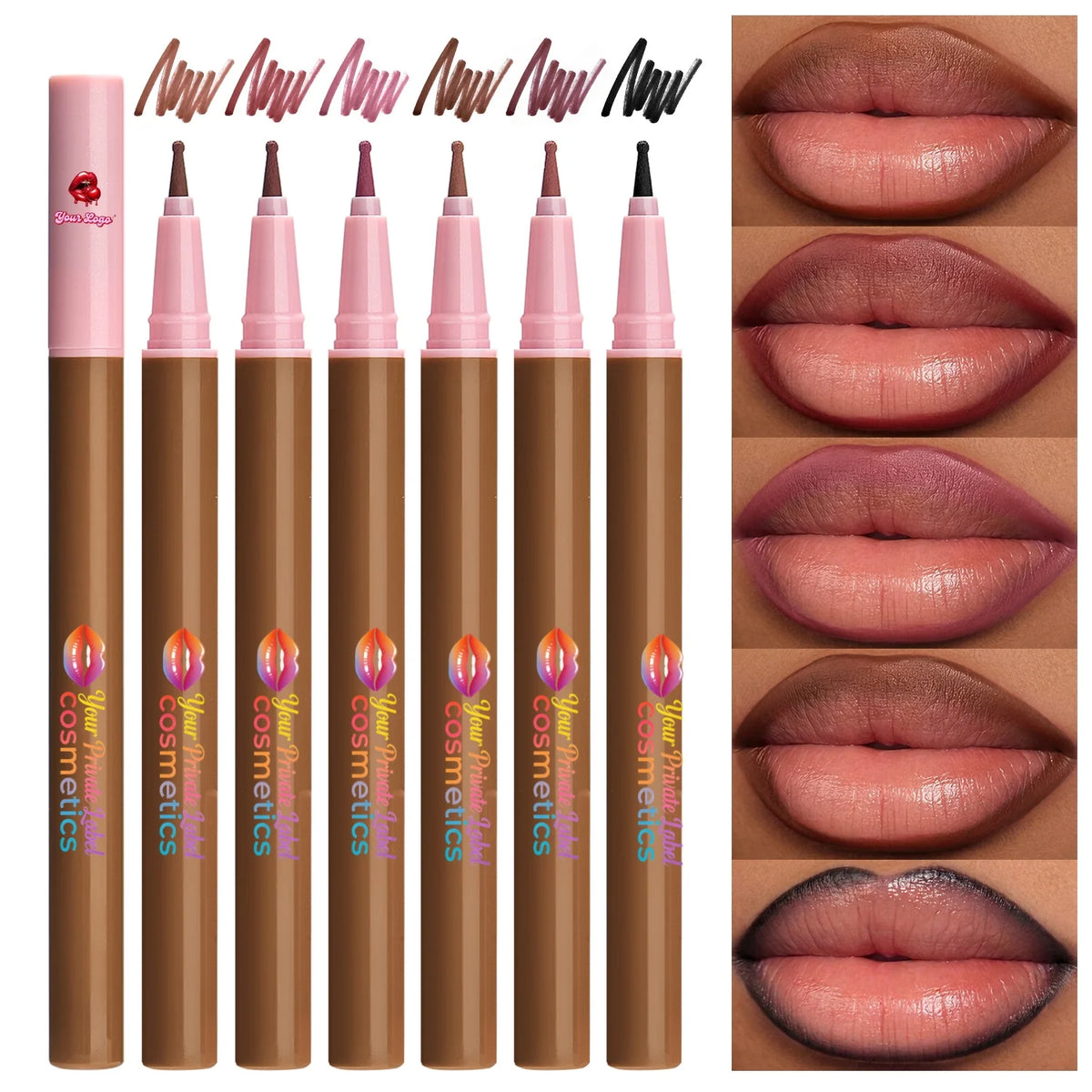 New Pink Liquid Lip Liner Private Label Waterproof Long Lasting Lip Liner with Rounded Ball Applicator Wholesale Lip Makeup