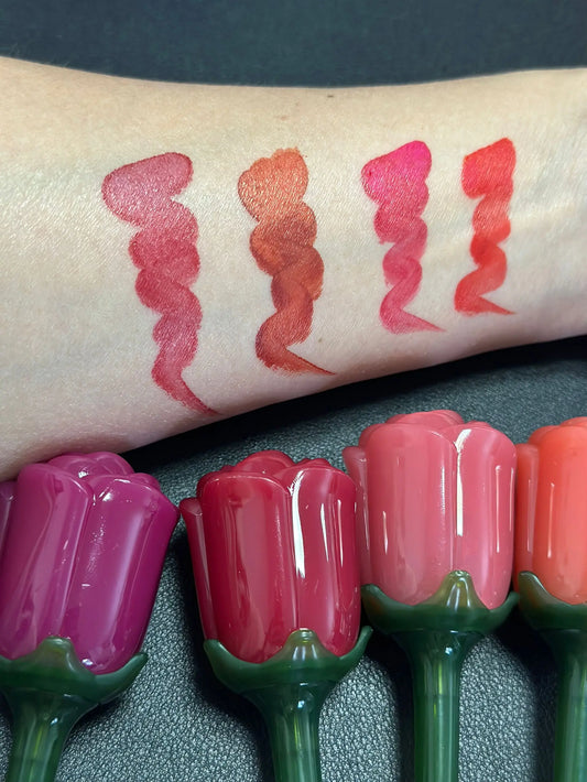 New Style 4 Colors Rose Tube Hydrating Lip Lotion Non-staining Lip Gloss Long Lasting Moisturizing Lip Tint