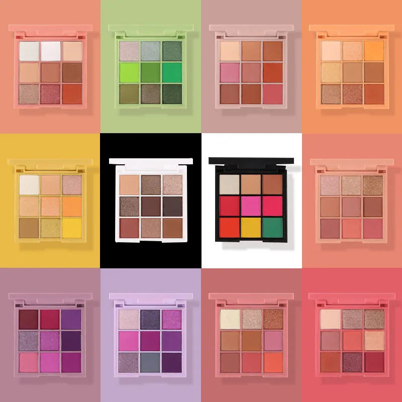 OEM DIY Eye Makeup Macaron Color Nine Pane Eyeshadow High Pigment Shimmer Matte Glitter Eye Shadow Palette