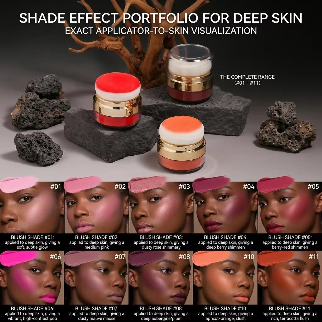 Powder Puff Blush Applicator Natural Matte Long-lasting Waterproof High Pigment Mineral Loose Powder Face Makeup Lightweight