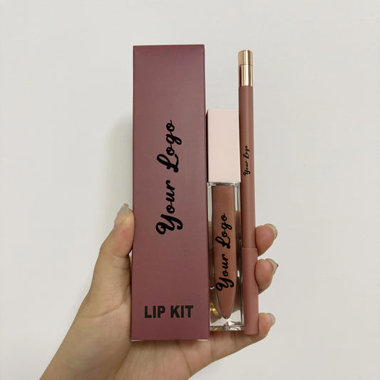 Private Label 2 in 1 Long Lasting Vendors Vegan Nude Lip Gloss Matte Lipgloss and Liner Set
