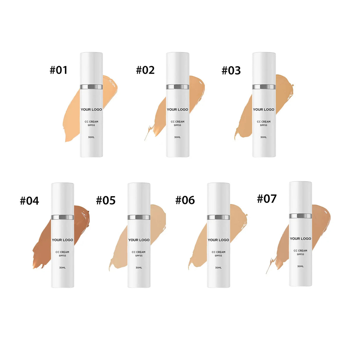 Private Label Color Correcting Cosmetic Sunscreen Foundation 2-in-1 Full Coverage Concealer Whitening SPF55 CC Cream Foundation