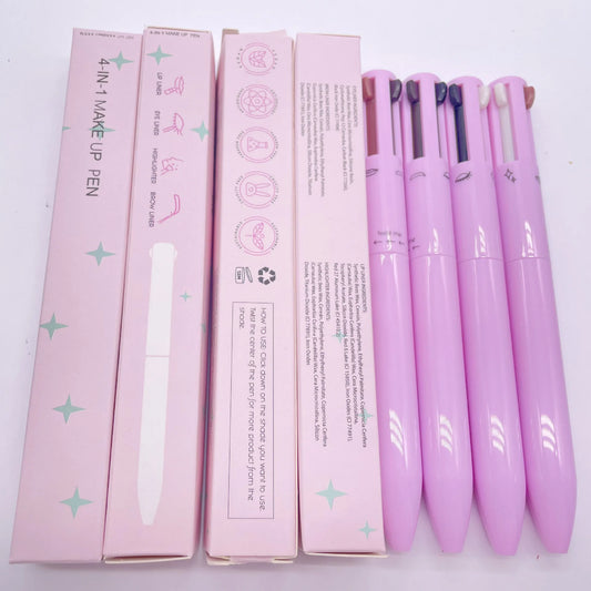 Private Label Cosmetics Twist pink Lip Liner Eyebrow Pencil Eyeliner Highlighter 4 in 1 Makeup Pen
