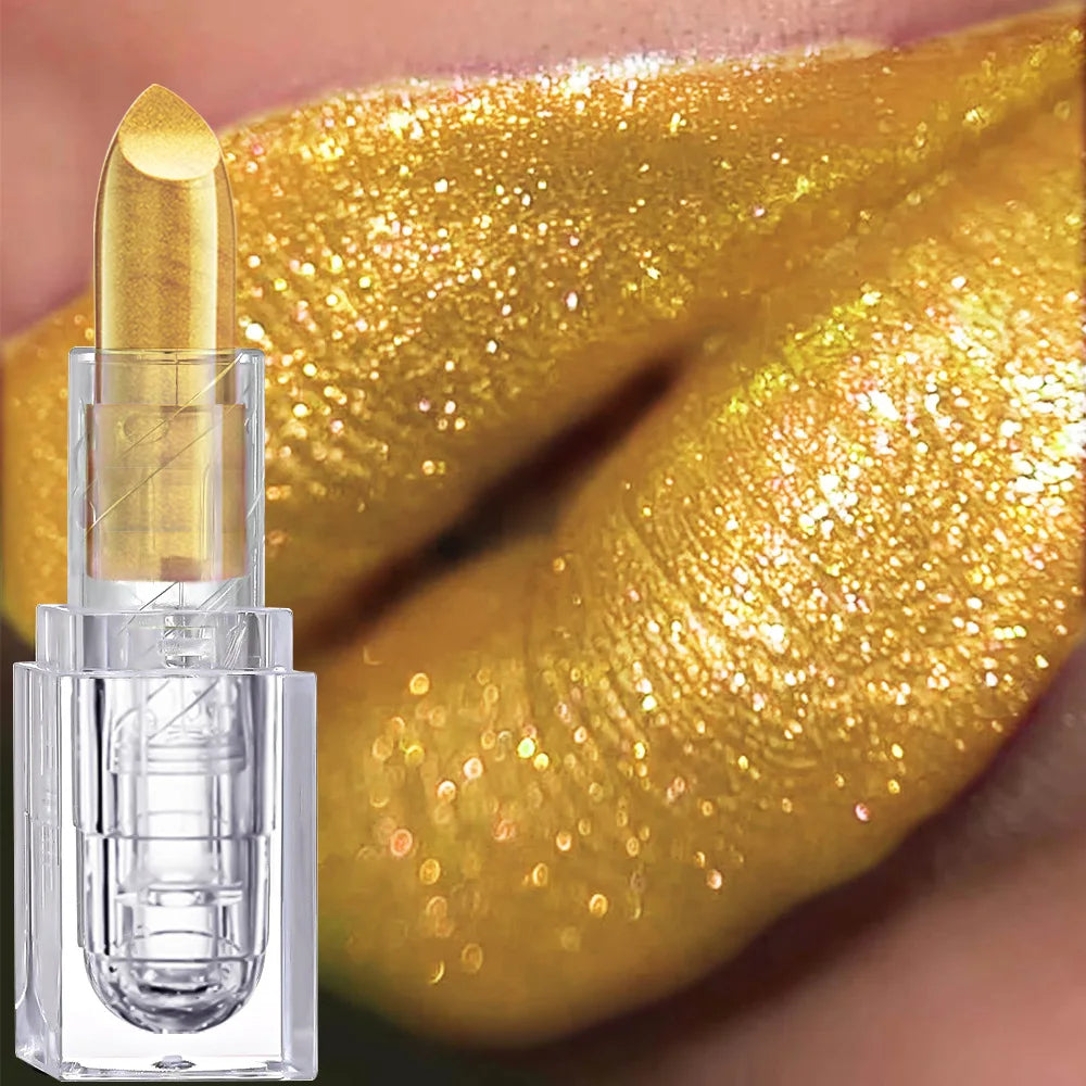 Private Label Glitter Gold Black Lipstick Cruelty Free Crystal Colors Shimmer Cream Matte Lipstick