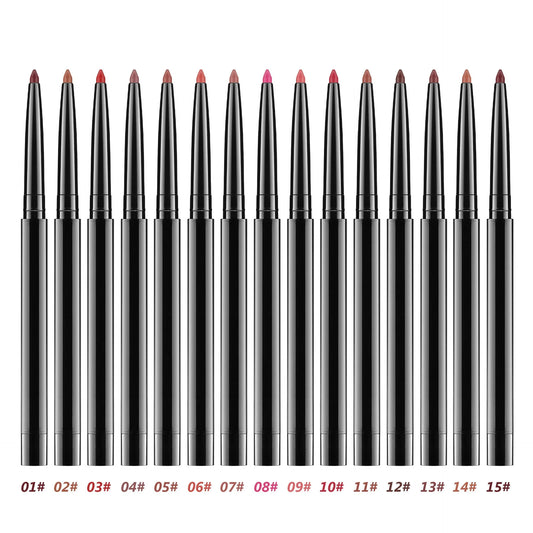 Private Label Lip Makeup 15 Colors Lipliner with Sharpener Long Lasting Black Lip Liner Pencil Wholesale