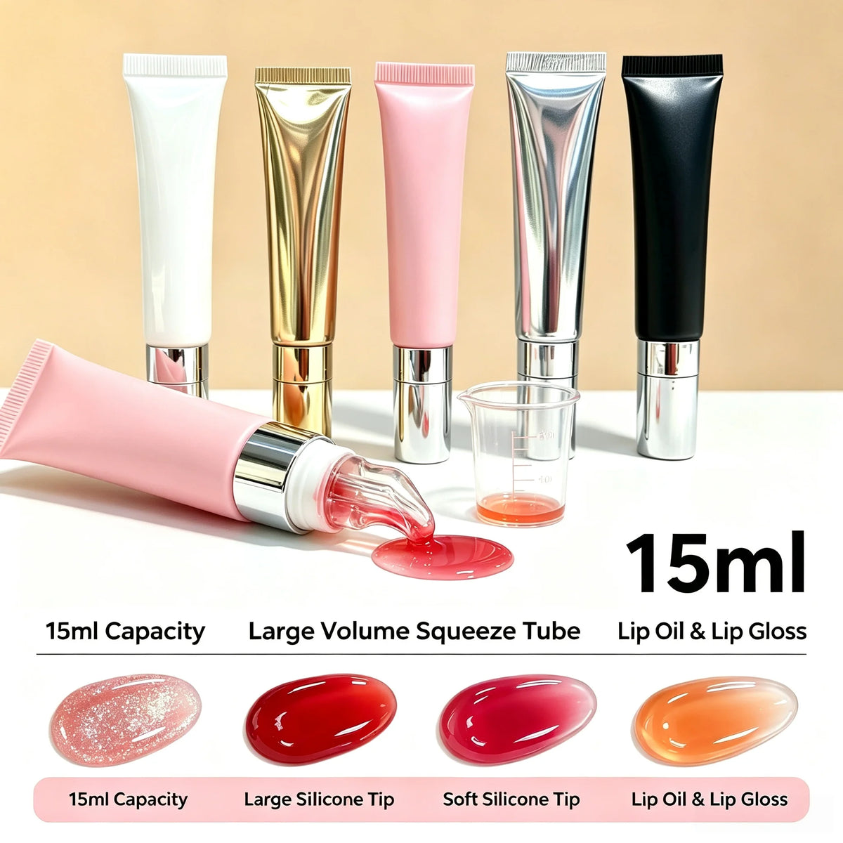 Private Label Lip Makeup DIY Colors Lip Gloss Silicone Applicator Squeeze Tube Long Lasting High Pigmented Lip Gloss