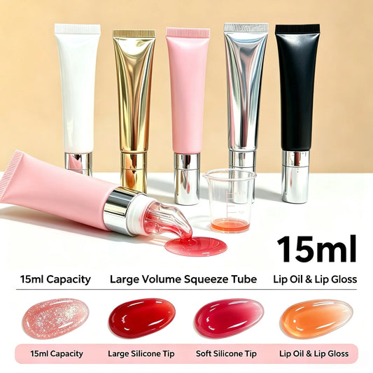 Private Label Lip Makeup DIY Colors Lip Gloss Silicone Applicator Squeeze Tube Long Lasting High Pigmented Lip Gloss