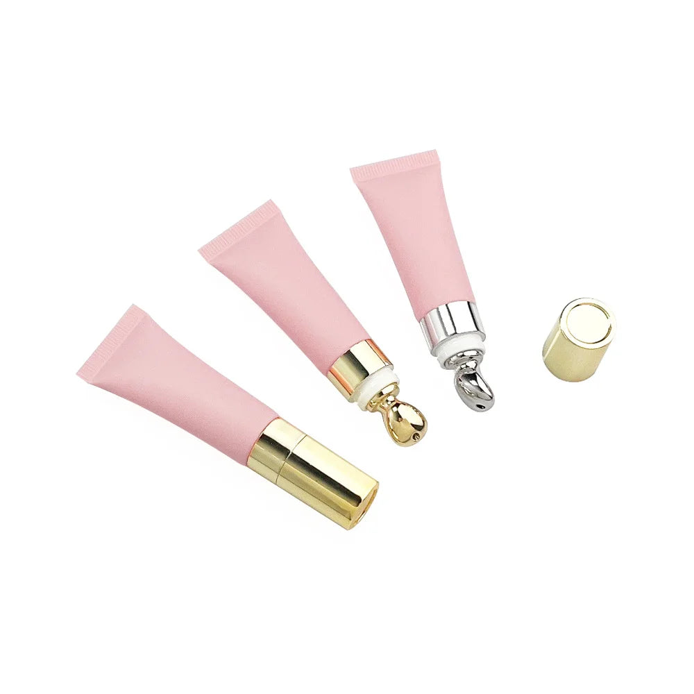 Private Label Lipgloss Tubes pink Cosmetics Packaging Bottle 10ml 15ml 20ml Empty Metal Applicator Squeeze Lip Balm Plastic Tube