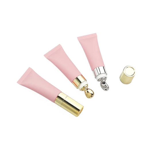 Private Label Lipgloss Tubes pink Cosmetics Packaging Bottle 10ml 15ml 20ml Empty Metal Applicator Squeeze Lip Balm Plastic Tube