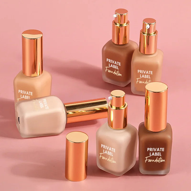 Private Label Liquid Full Coverage Long Wearing Waterproof Lightweight Foundation SPF 15 Face Makeup Matte Foundation
