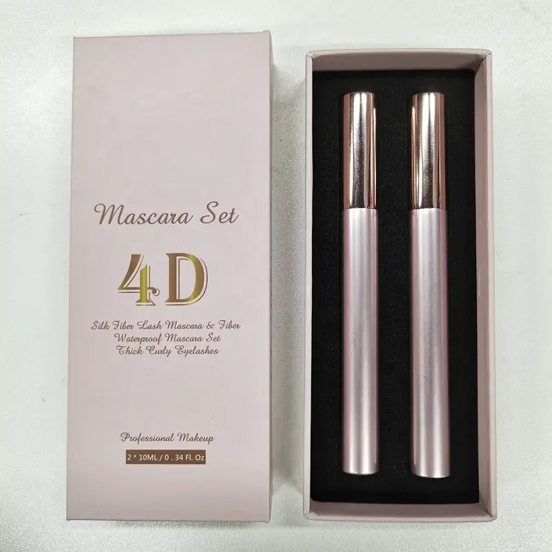 Private Label Luxury 4D Silk Fiber Mascara Set Wholesale Professional Mascara Waterproof Long Lasting Curly Mascara Kit