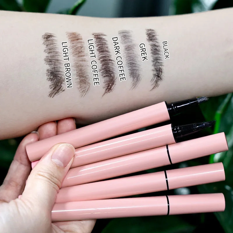 Private Label Makeup 5 Colors Pink Pencil Quick Drying Long Lasting Waterproof Liquid Eyebrow Pencil
