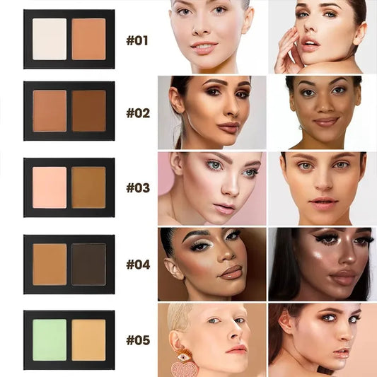 Private Label Matte Pressed Powder Concealer Palette Full Coverage Makeup Waterproof Oil-Free Cream Foundation Concealer