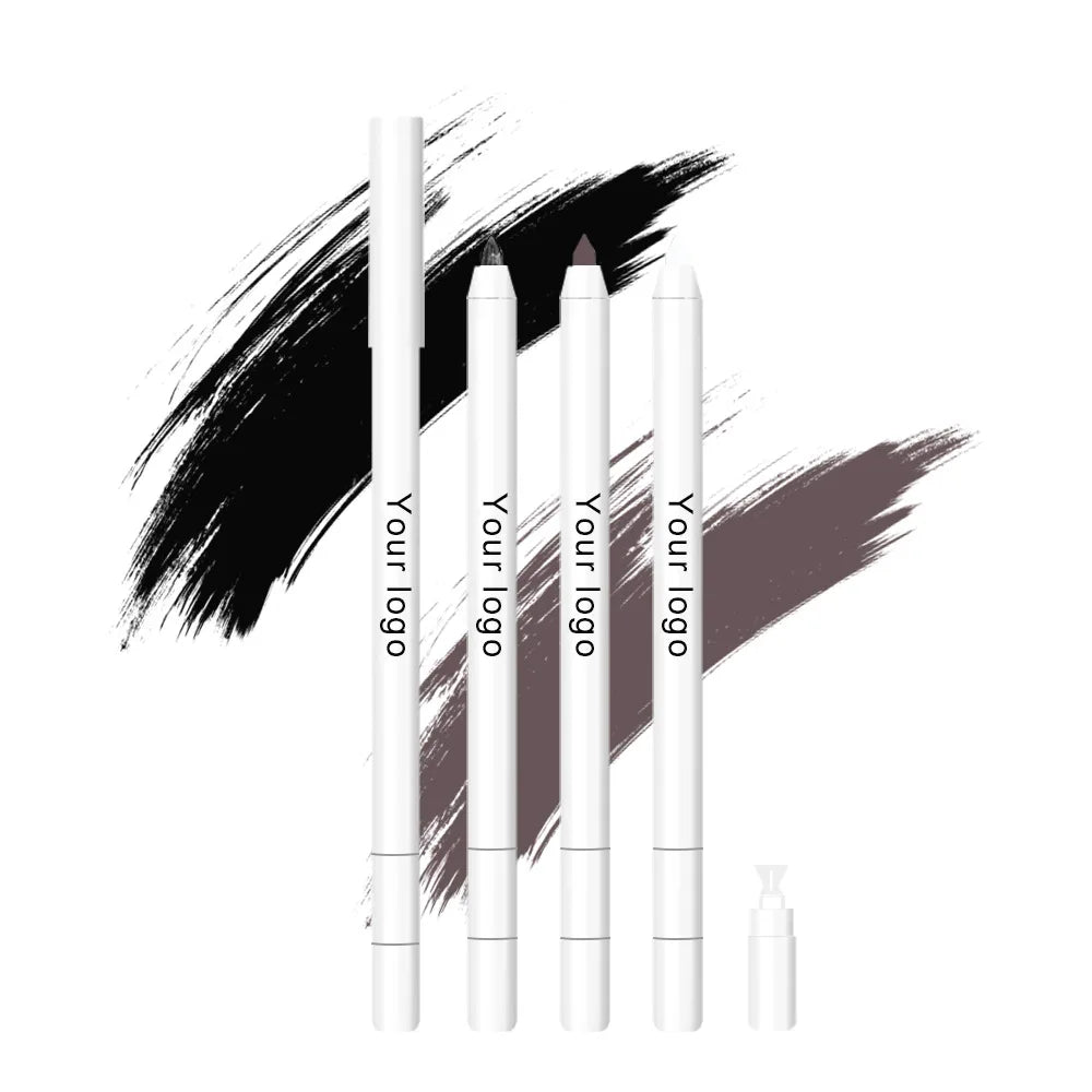 Private Label Pink Gold White Tube Eyeliner Vegan Long Lasting Eye Liner Cruelty Free Custom Logo Eyeliner Pencil with Sharpener
