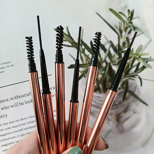 Private Label Retractable Eye Brow Pencil Private Label Double Headed Slim Custom Logo Eye Brow Eyebrow Pencil With Brush