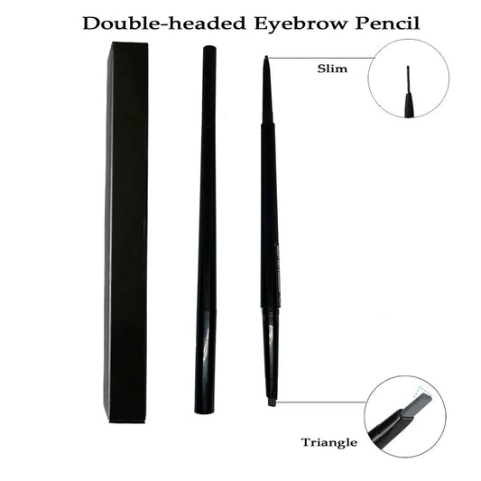 Private Label Vegan Double Headed Eyebrow Pencil Custom Waterproof Eyebrow Pencil Slim and Triangle Tips 2 in 1 Eye Brow Pencil