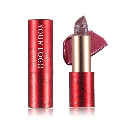 Private Label Waterproof Metallic Lipstick with Diamond Glitter and Pearl Finish Solid Lipstick for Enhanced Makeup Experience