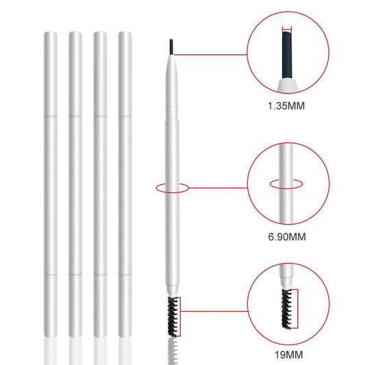 Private Label White Eyebrow Pencil Custom Logo Waterproof Vegan Eye Brow Pen Customized Brow Pencil With Brush