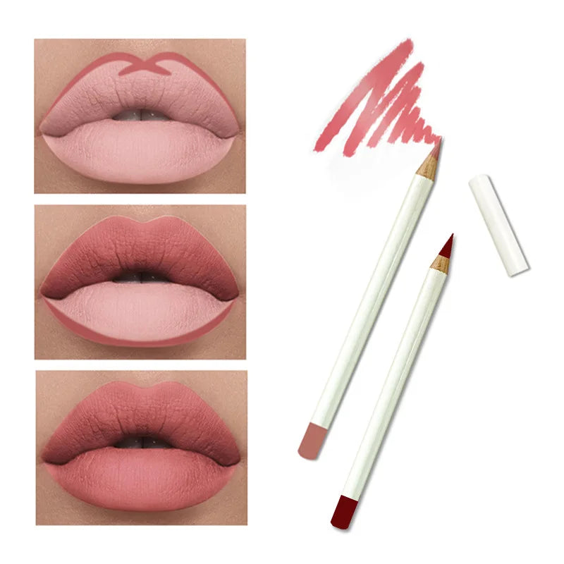 Private Label White Lip Liner Pencil Long Lasting Waterproof Smooth Vegan Wooden Lip Liner Wholesale