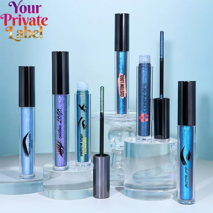Professional Liquid Mascara Eye Makeup 14 Colors Long Lasting Lengthening Chameleon Glitter Mascara Private Label