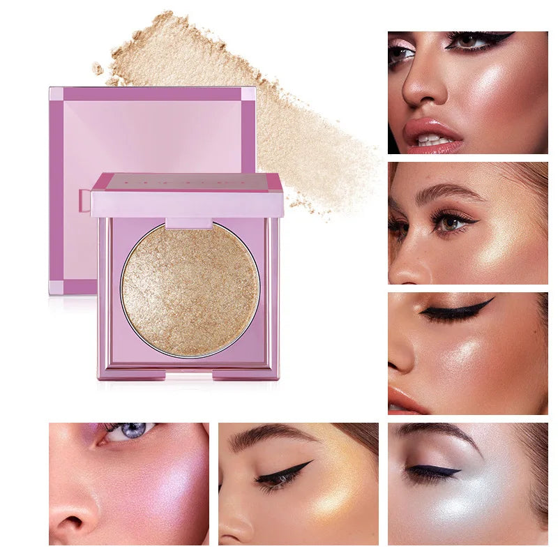Professional  Makeup Shimmer Highlighter Palette Custom Logo Cruelty-Free Vegan Face Highlighter Powder Shimmer Makeup Palette