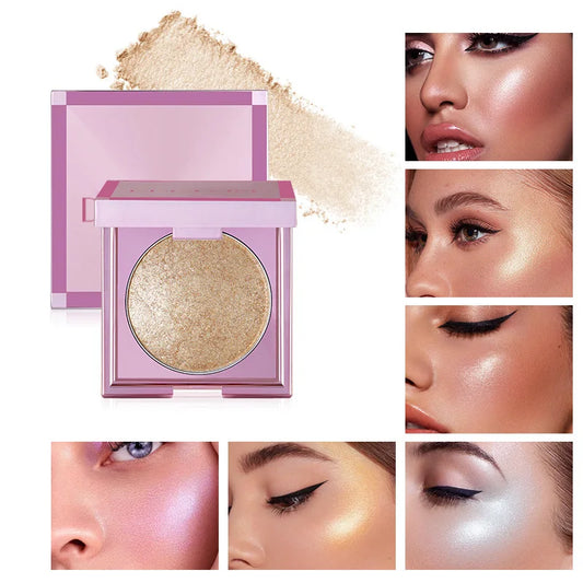 Professional  Makeup Shimmer Highlighter Palette Custom Logo Cruelty-Free Vegan Face Highlighter Powder Shimmer Makeup Palette