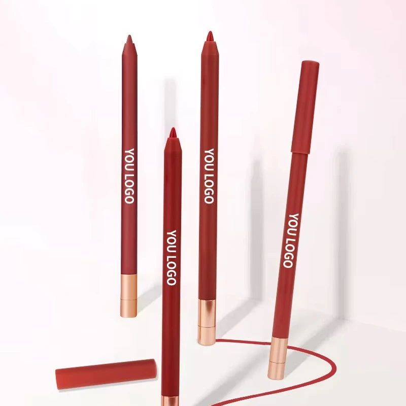 Retractable Red Packaging Vegan Matte Waterproof Lip Liner Custom logo Creamy Lipliner Pencil Lip Liner