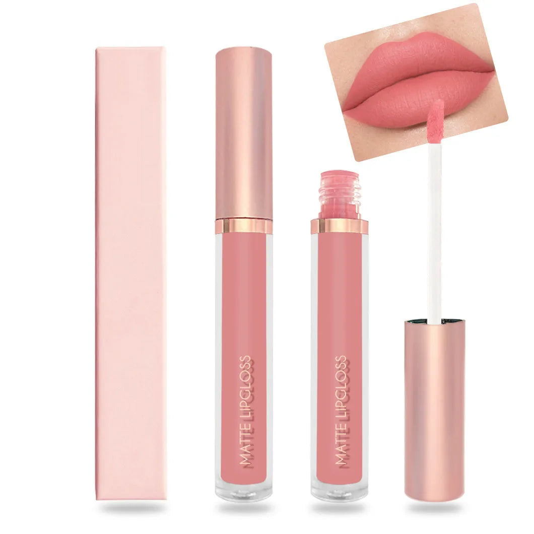 Rose Gold Round Tube Waterproof Private Label Custom logo Oem Odm Wholesale Red Matte Lip Gloss Liquid Velvet Lipstick Lipgloss