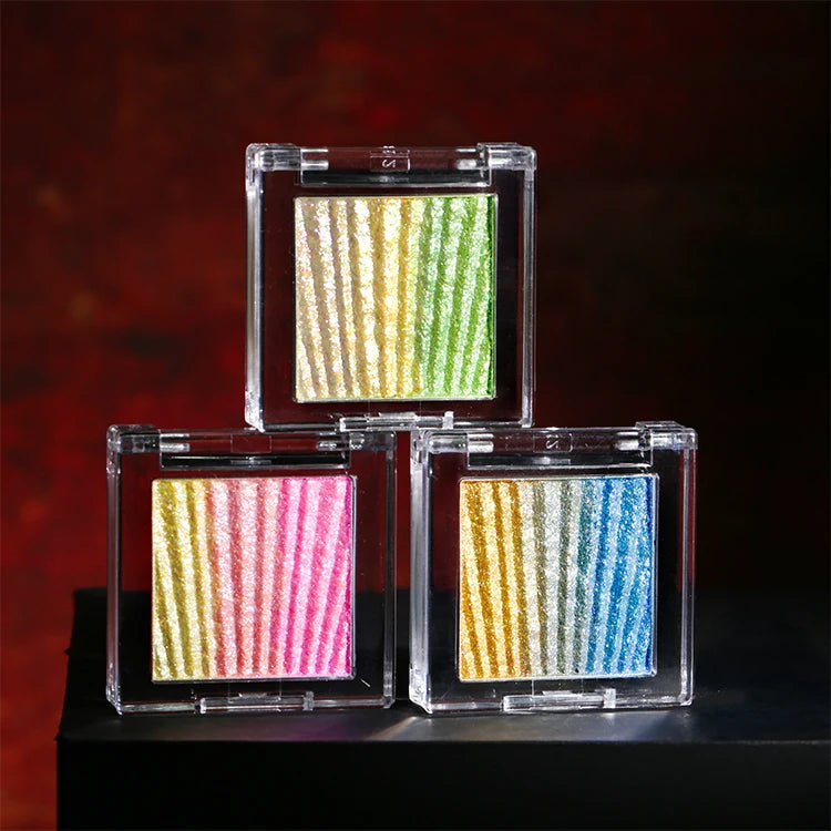 Shimmering Diamond Duochrome Sparkle Glitter Eye Shadow Color Shifting Rainbow Gradient Metallic Multichrome Eyeshadow Palette