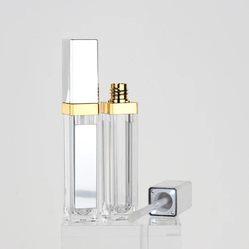 Square Gold and Silver with Mirror and LED Light 7ml Lipgloss Tubes Custom Empty Lipgloss Tube