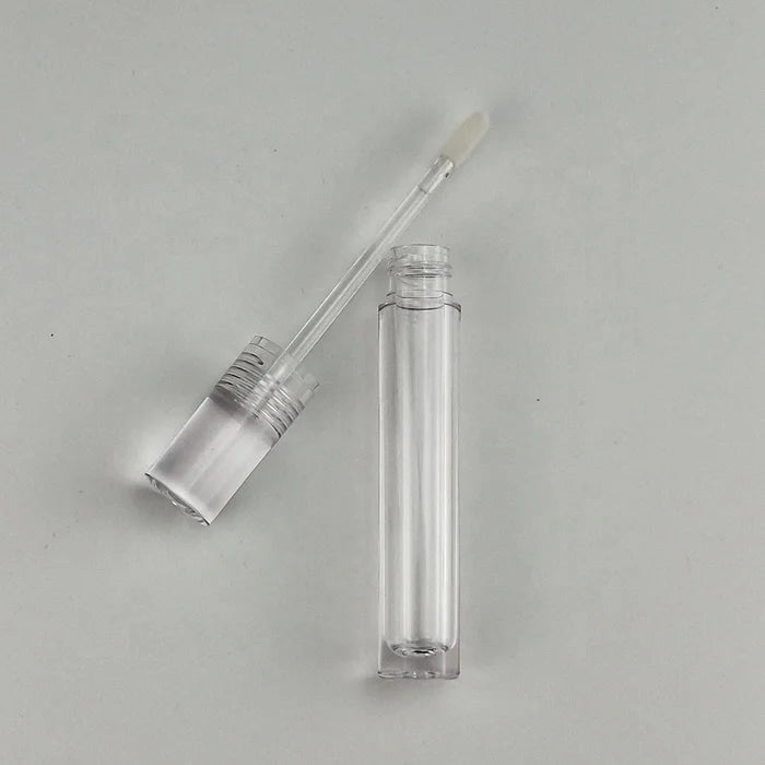 7ml clear empty round lip gloss tubes containers with wands for cosmetic lip gloss transparent tube packaging box
