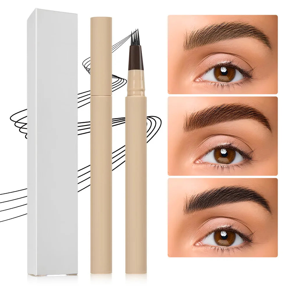 Ultra Thin Waterproof Microblading Eyebrow Pen Custom Logo 4 Fork Tip Liquid Eye Brow Pen Eyebrow Pencil Eyebrow Liquid Pencil