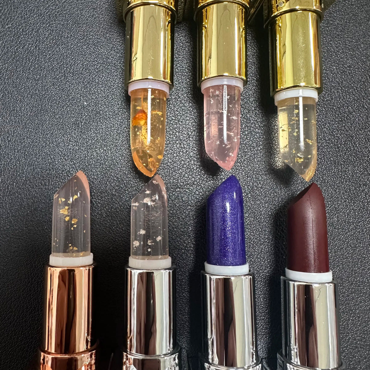 Vegan Gold Foil Jelly Color Changing Tinted Lipstick Magic Temperature Change Lip Balm Moisturizing Long Lasting Private Label