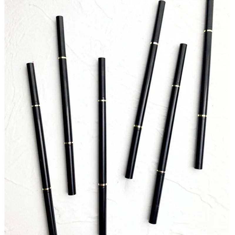 Waterproof Private Label Eye Brow Eyebrow Pencil With Brush Retractable Black Gold Fine Slim Thin Eyebrow Pencil