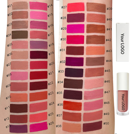 White Lid Big Brush Bottle Matte Liquid Lipstick Private Label Waterproof Long Lasting Matte Custom Liquid Lipstick