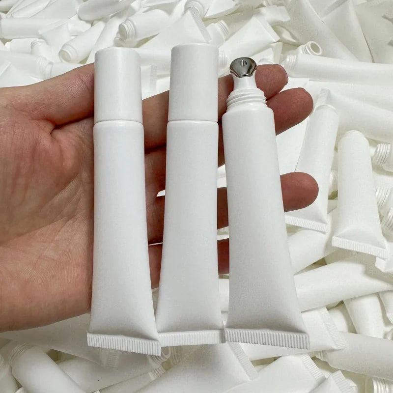 Wholesale 10ml 15ml 20ml Lip Gloss Tube with Metal Roller Luxury Cosmetic Soft Plastic Tube for Lip Balm Packaging