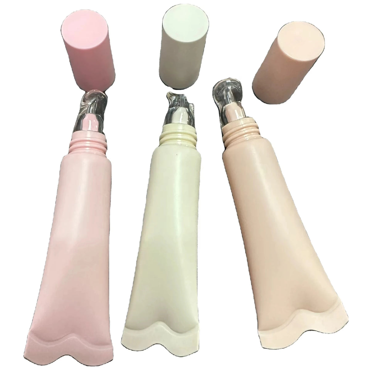 Wholesale 14g Pink Empty Squeeze Plastic Hose Crystal Head Wave Shaped Bottle Cosmetic Packaging Pcr With Custom Label