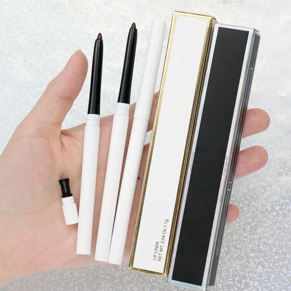 Wholesale 15 Colors Waterproof Lip Liner Pencil Dual Ended Automatic Twist-Up Matte Lip Liner with Sharpener