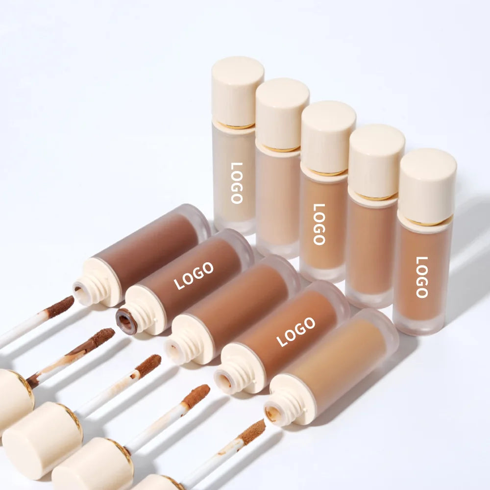Wholesale 2 in 1 Foundation and Concealer White Lid Round Glass Container Custom Concealer Liquid Concealer