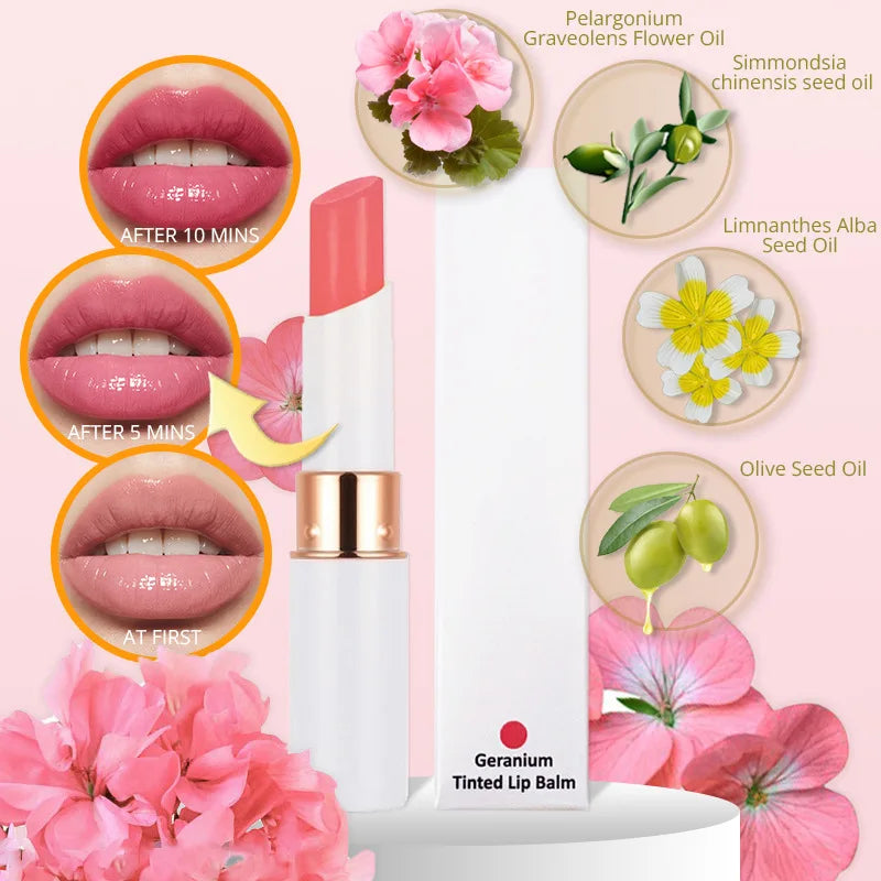 Wholesale 3 Colors Vegan Plant Infused Tinted Color Changing Lipstick Moisturizing Nourishing Neutral Lip Balm