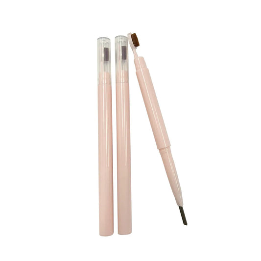 Wholesale 6 Colors Black White Pink Pencil Vegan Waterproof Long Lasting 2 in 1 Eyebrow Pencil Private Label