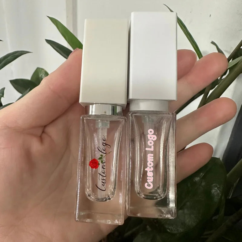 Wholesale Cosmetic Lip Oil Clear Packaging 10ml Square Tube Empty Lip Gloss Glass Press Bottle Custom Logo