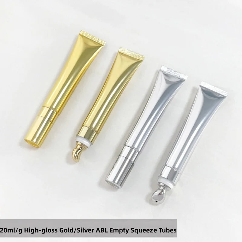 Wholesale Cosmetic Package 20ml Plastic Tube Lip Balm Tube Metal Massage Applicator Empty Lip Gloss Squeeze Tube